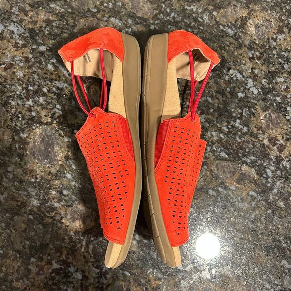 Earth Aldar Abra Spicy Red Perforated Slingback Sandals Womens 9 M Leather - Picture 6 of 9